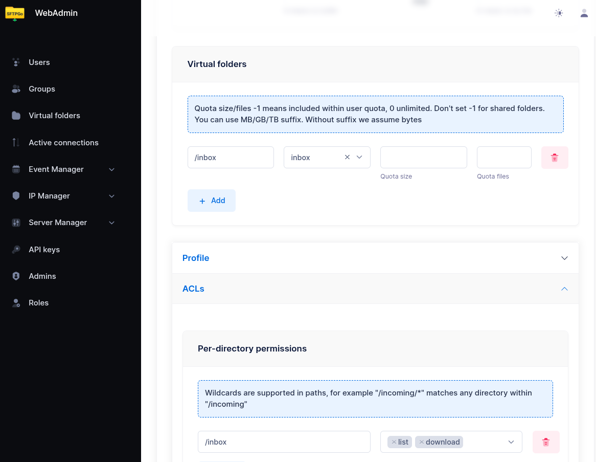 Uploader group permissions